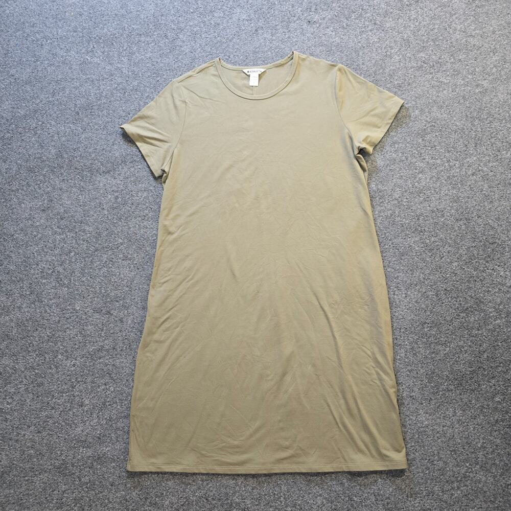 Athleta Dress Womens Size Large Green Supima Cotton Sheath Short Sleeve Casual